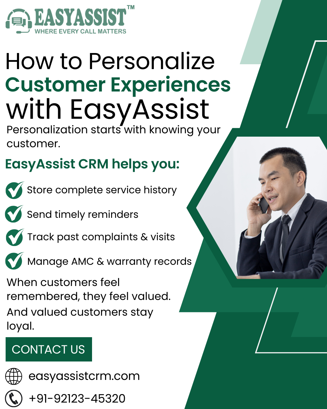 A centralized digital hub connecting various business departments—inventory, field service, sales, and support—into a single, unified EasyAssist dashboard.